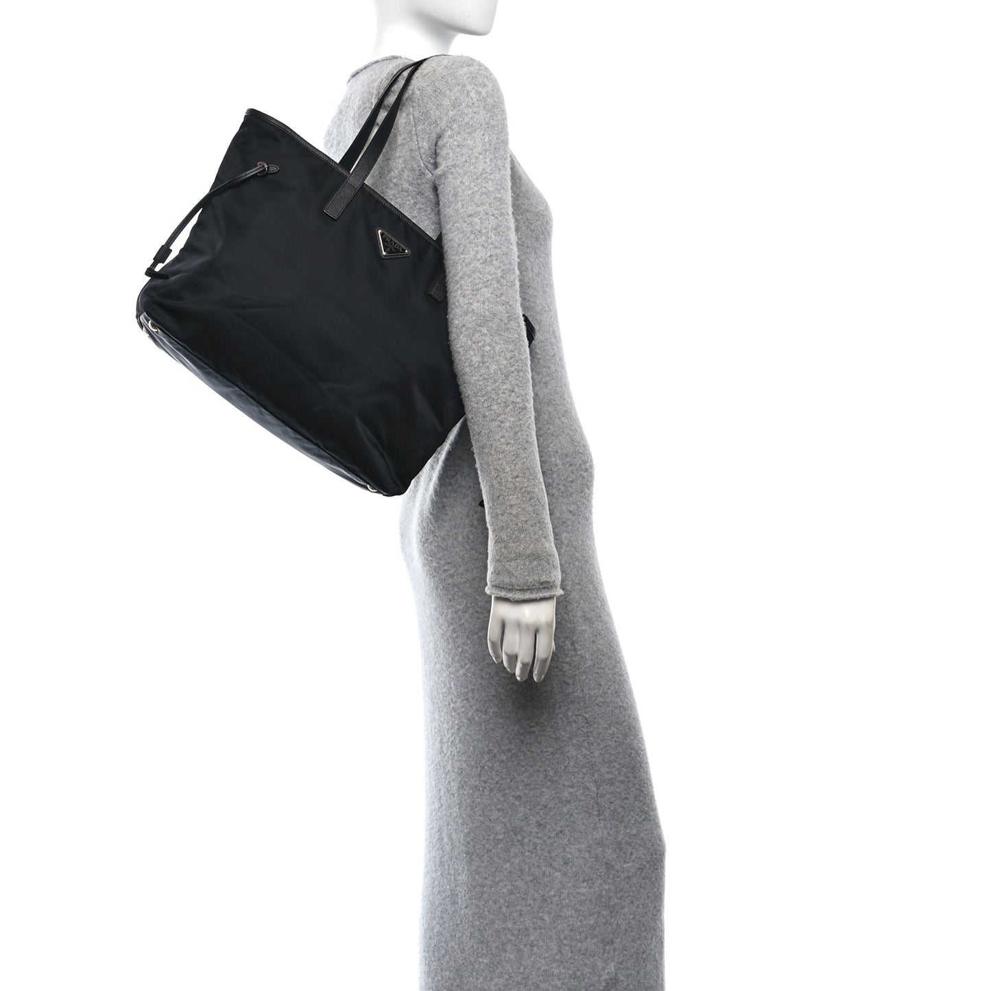 Tessuto Nylon Saffiano Shopping Tote Black