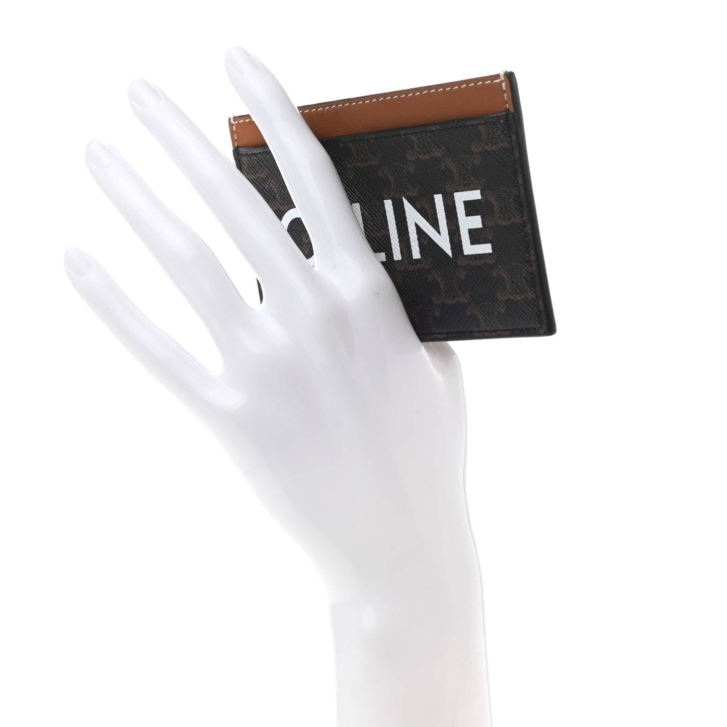 Triomphe Canvas Card Holder Tan
