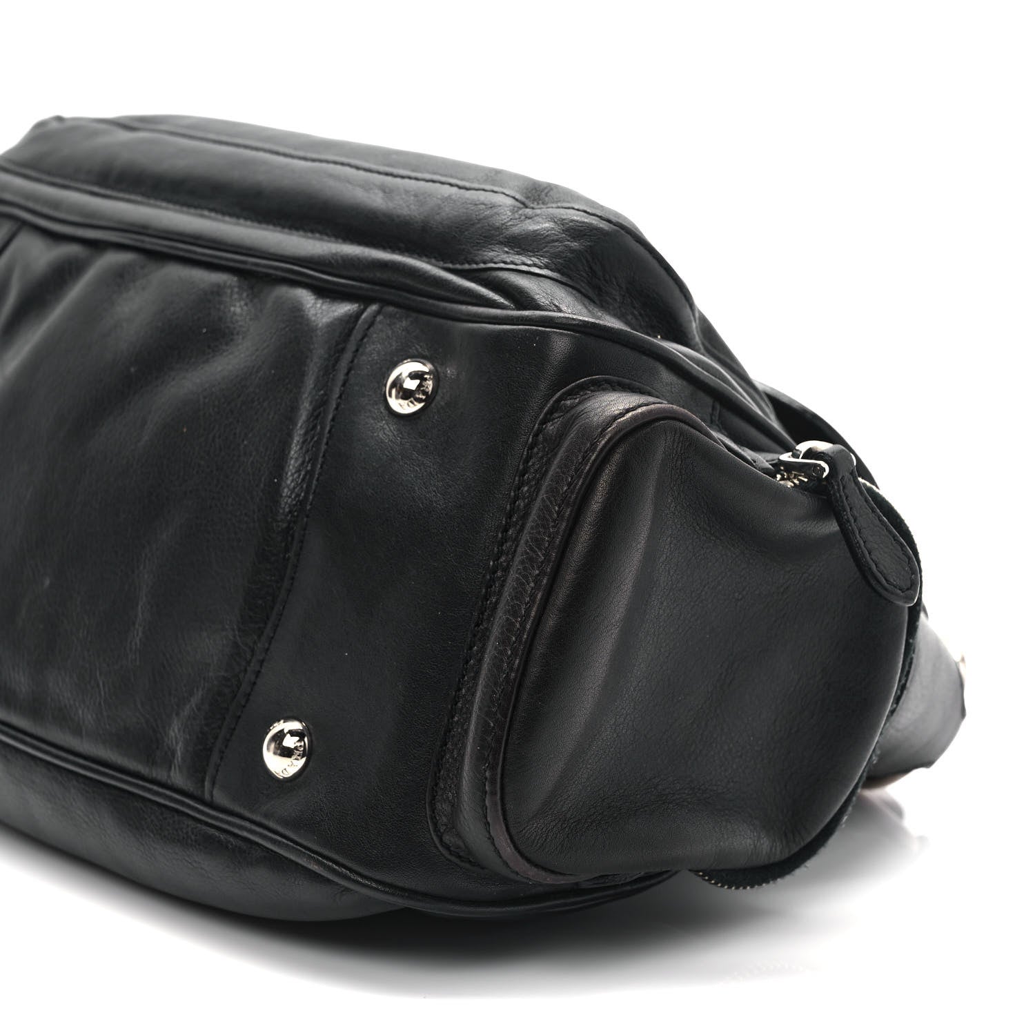 Prada Cervo Antik Easy A Foldover Pushlock Flap Shoulder Bag Black 9 of 14