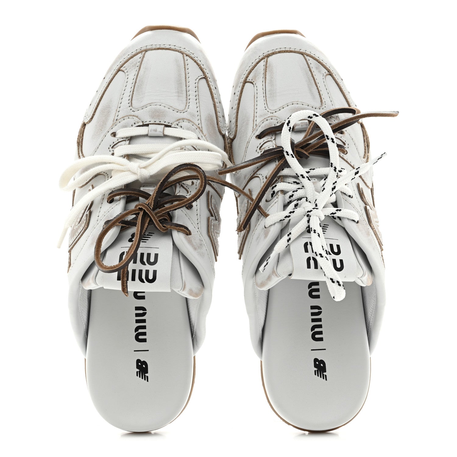 Miu Miu X NEW BALANCE Bleached Calfskin 530 SL Slip-On Sneakers Mules 39 White 2 of 10