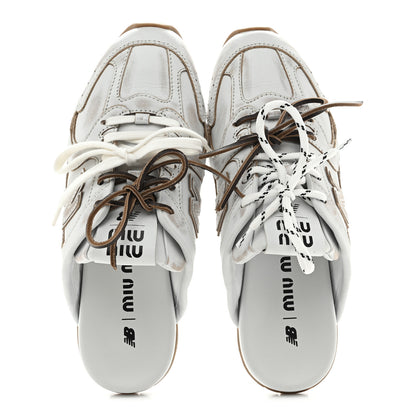 Miu Miu X NEW BALANCE Bleached Calfskin 530 SL Slip-On Sneakers Mules 39 White 2 of 10