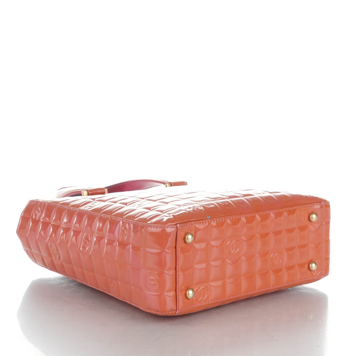 Patent Chocolate Bar Quilted Tote Pink