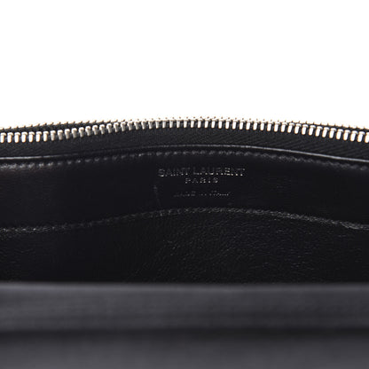 Saint Laurent Satin Chevron Monogram Envelope Chain Wallet Black 9 of 13