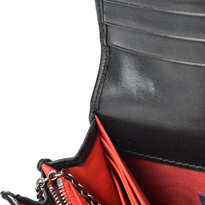 Prada Calfskin Studded Rings Continental Flap Wallet Black 9 of 12