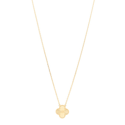 Van Cleef & Arpels 18K Yellow Gold Guilloche Vintage Alhambra Pendant Necklace 1 of 5