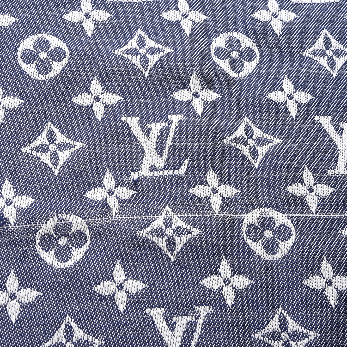 Silk Wool Monogram Denim Shawl Blue Clair