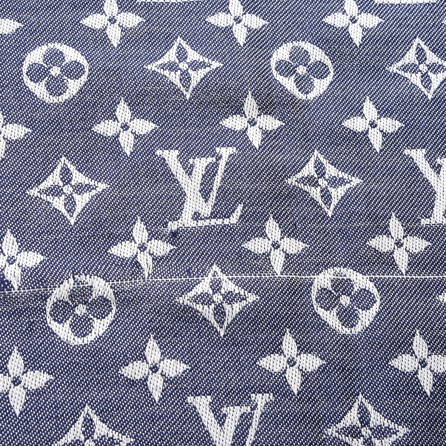 Louis Vuitton Silk Wool Monogram Denim Shawl Blue Clair 2 of 5
