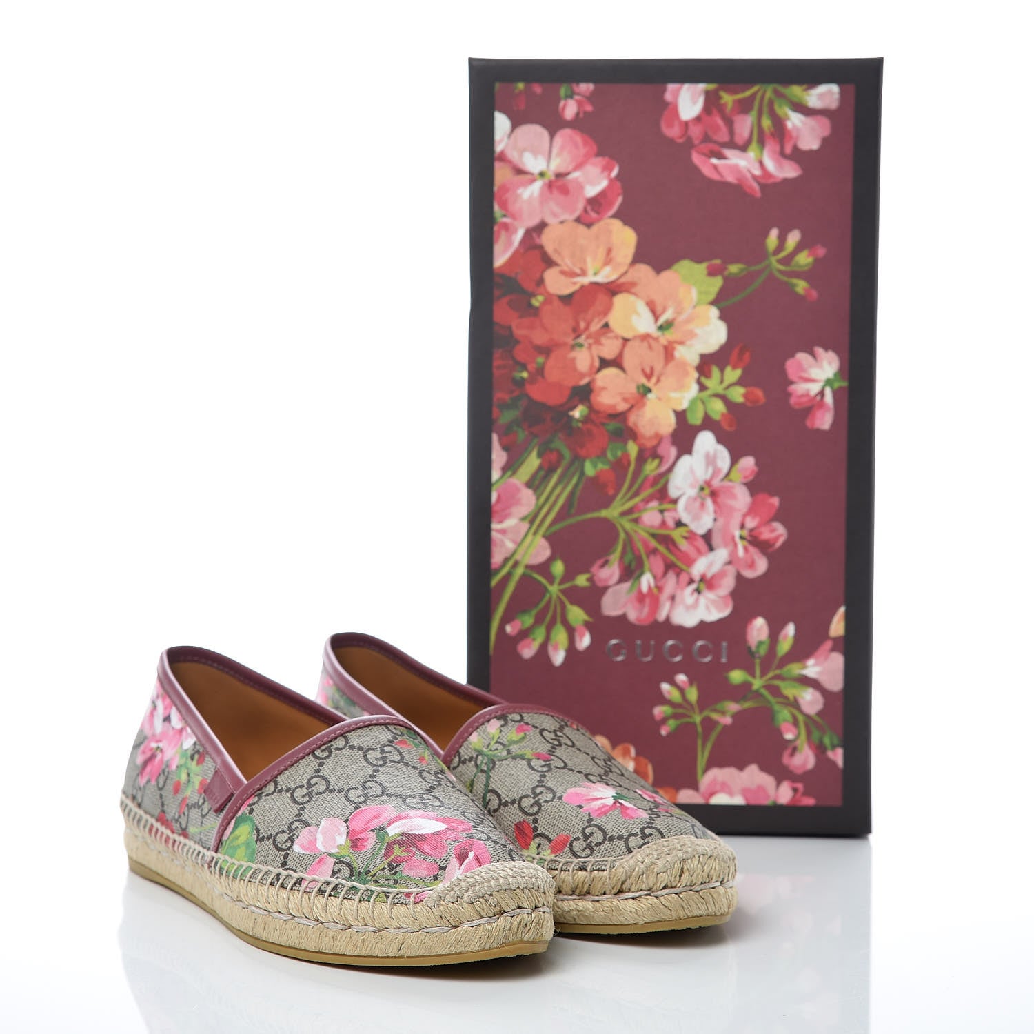 Gucci GG Supreme Monogram Blooms Espadrilles 38.5 Beige Multicolor Dry Rose 9 of 9