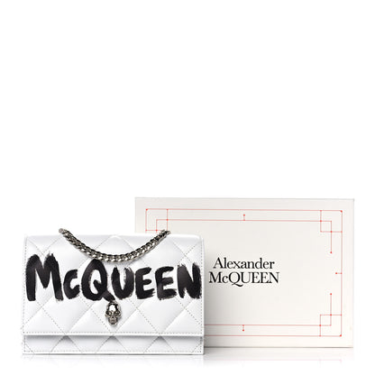 Alexander McQueen Calfskin Quilted Graffiti Skull Small Chain Crossbody Bag White 11 of 11