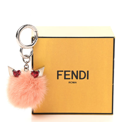 Fendi Mink Fur Monster Eyes Mini Pom Pom Bag Charm Pink 4 of 4