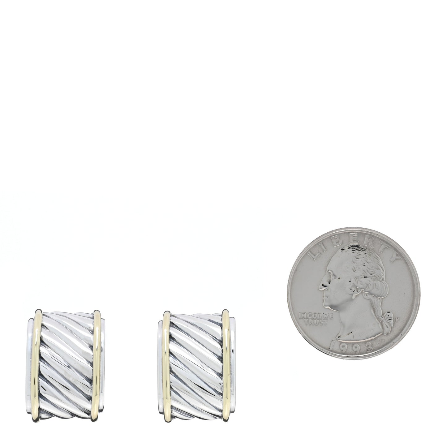 Sterling Silver 14K Yellow Gold Cigar Band Cufflinks