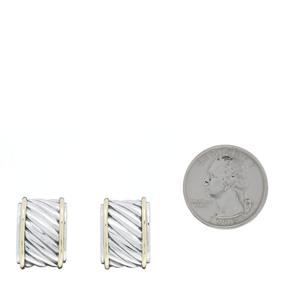 David Yurman Sterling Silver 14K Yellow Gold Cigar Band Cufflinks 2 of 4