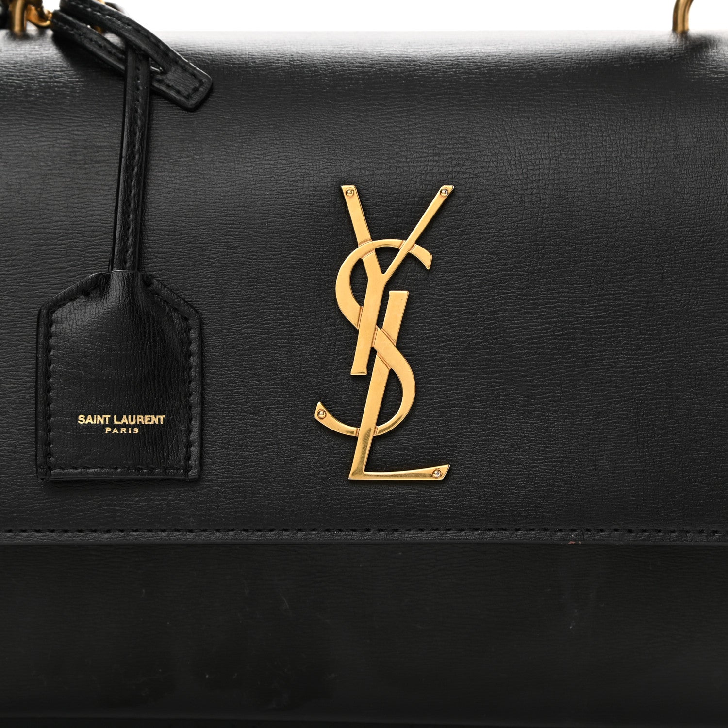 Saint Laurent Smooth Calfskin Medium Monogram Sunset Satchel Black 11 of 14