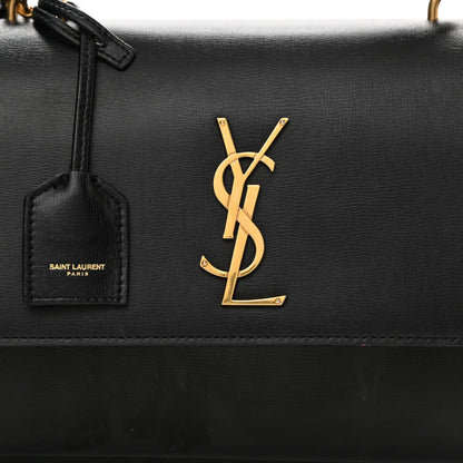 Saint Laurent Smooth Calfskin Medium Monogram Sunset Satchel Black 11 of 14