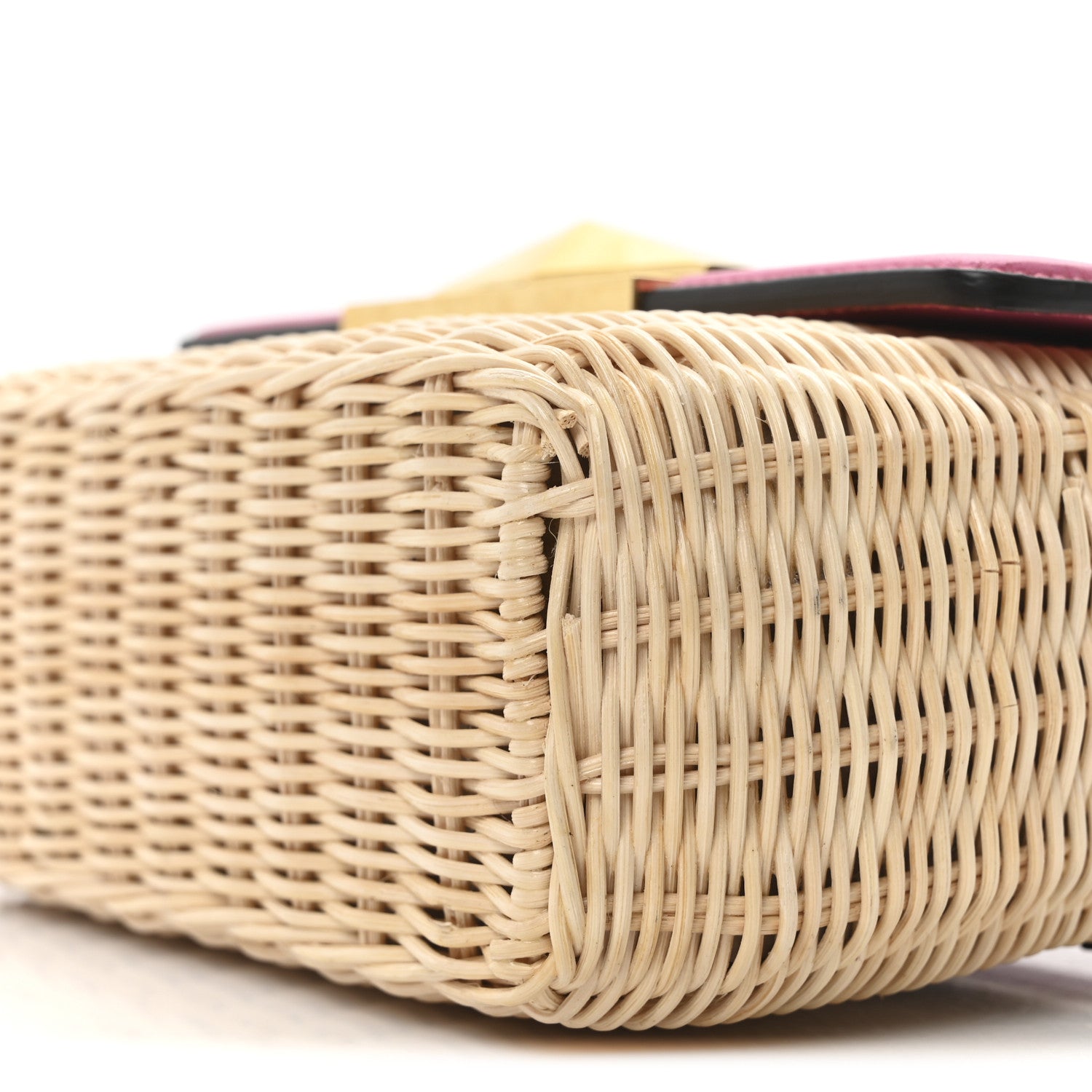 Jimmy Choo Wicker Calfskin Diamond Top Handle Bag Natural Pink