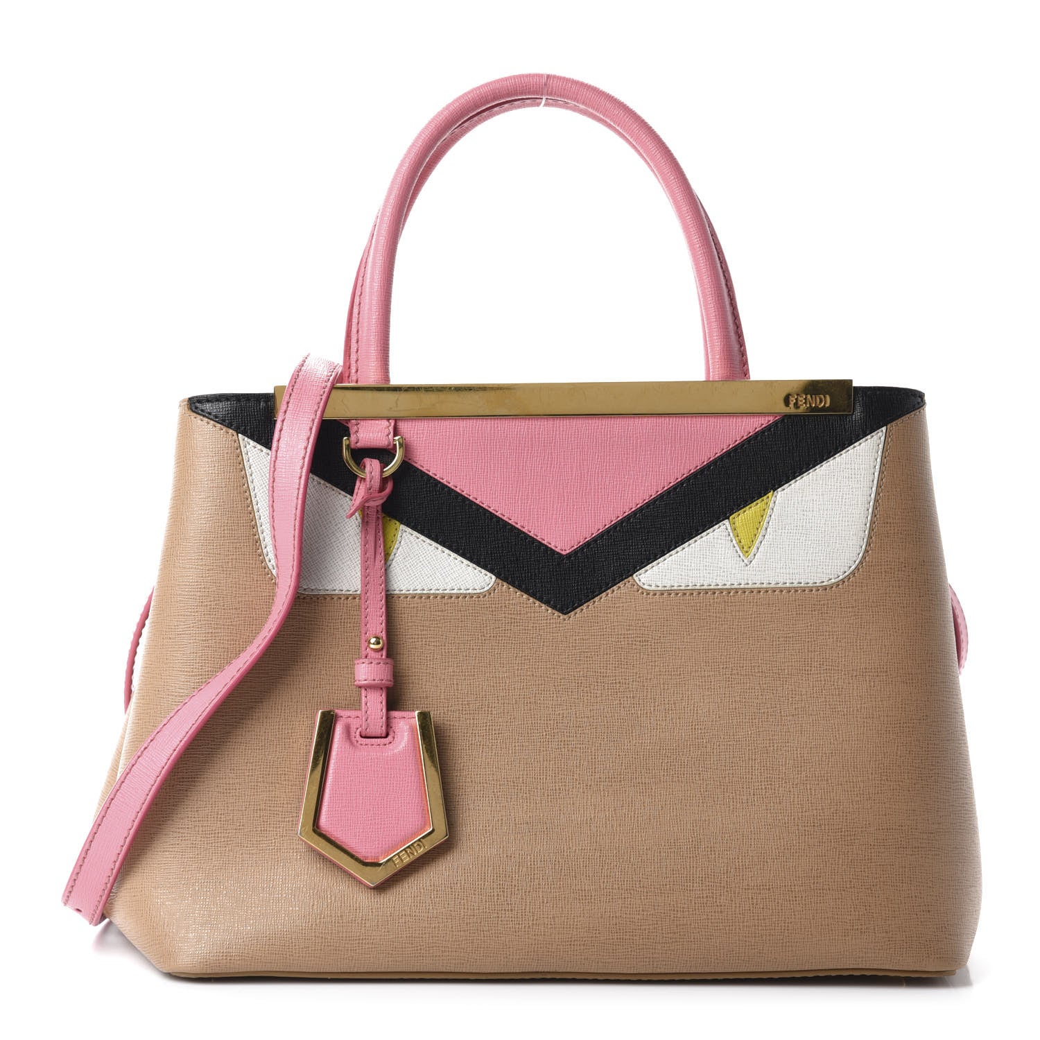 Fendi Vitello Elite Monster Petite 2Jours Tote Cuoio Lollypop Multicolor 1 of 11