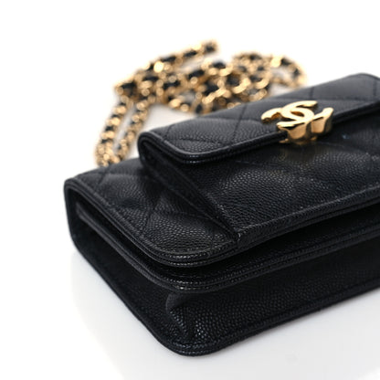 Chanel Caviar Quilted Pocket Twins Clutch With Chain Black 9 of 10