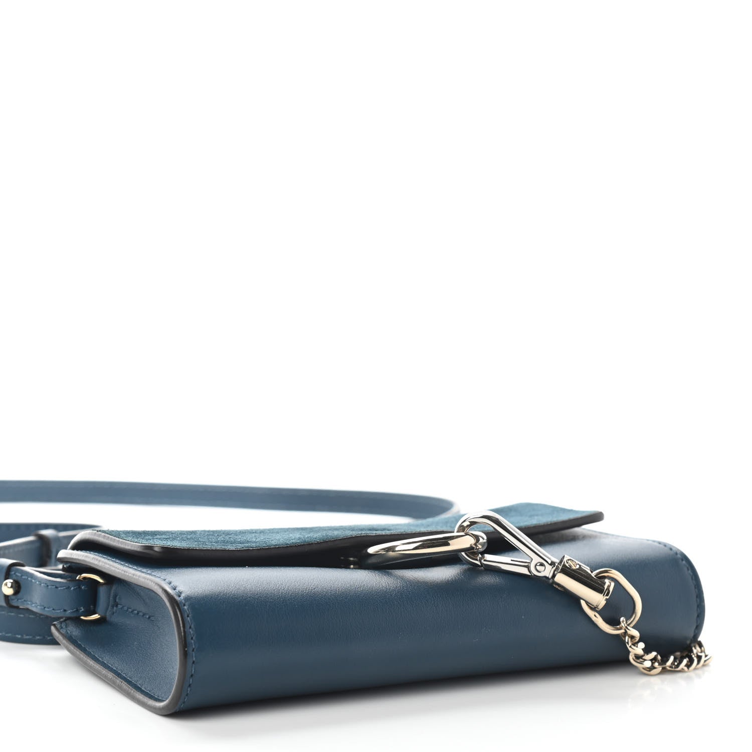 Chloe Suede Calfskin Mini Faye Shoulder Bag Majolica Blue 4 of 8