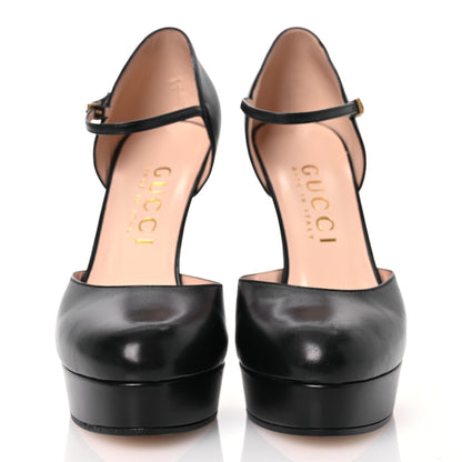 Gucci Calfskin Interlocking G Ankle Strap Platform Pumps 40 Black 2 of 11