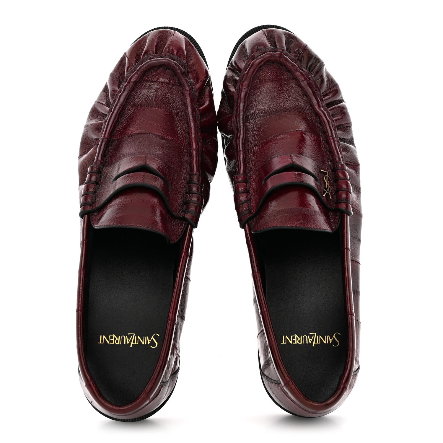 Saint Laurent Supple Eel Le 15 Loafer Penny Slippers 39.5 Burgundy 2 of 9