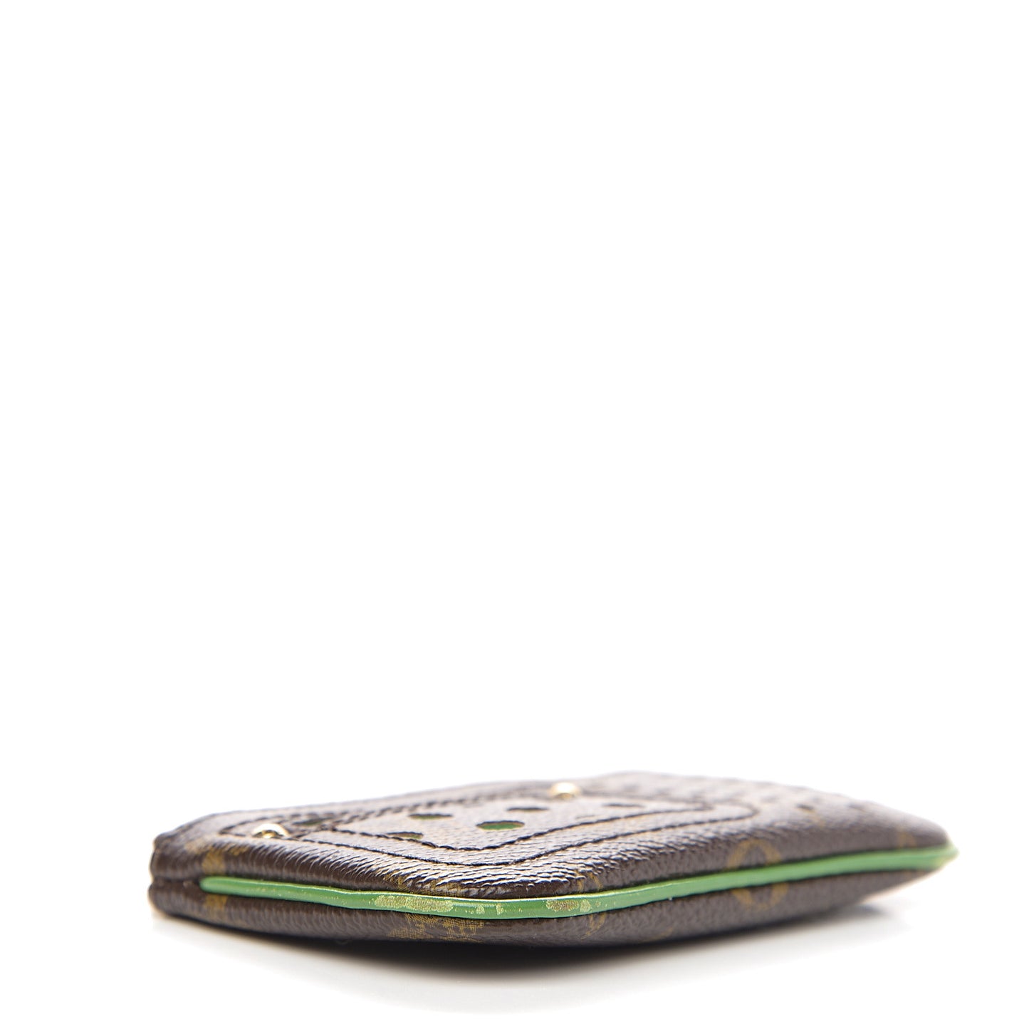 Monogram Perforated Key Pouch Green