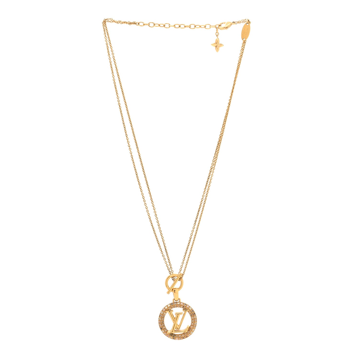 Louis Vuitton Metal Crystal Louise Tresor Necklace Gold Multicolor 3 of 6