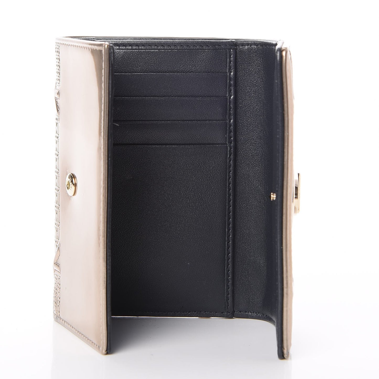 Metallic Patent Micro-Cannage Diorama Elancee Wallet Gold