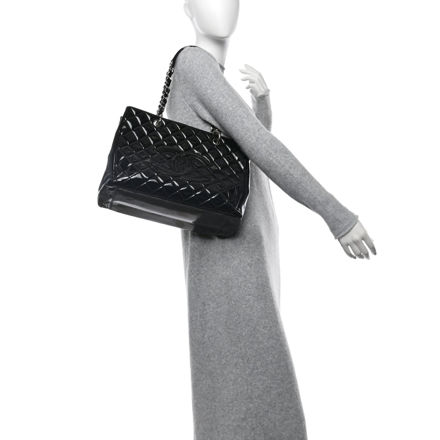 Patent Quilted Grand Shopping Tote GST Black