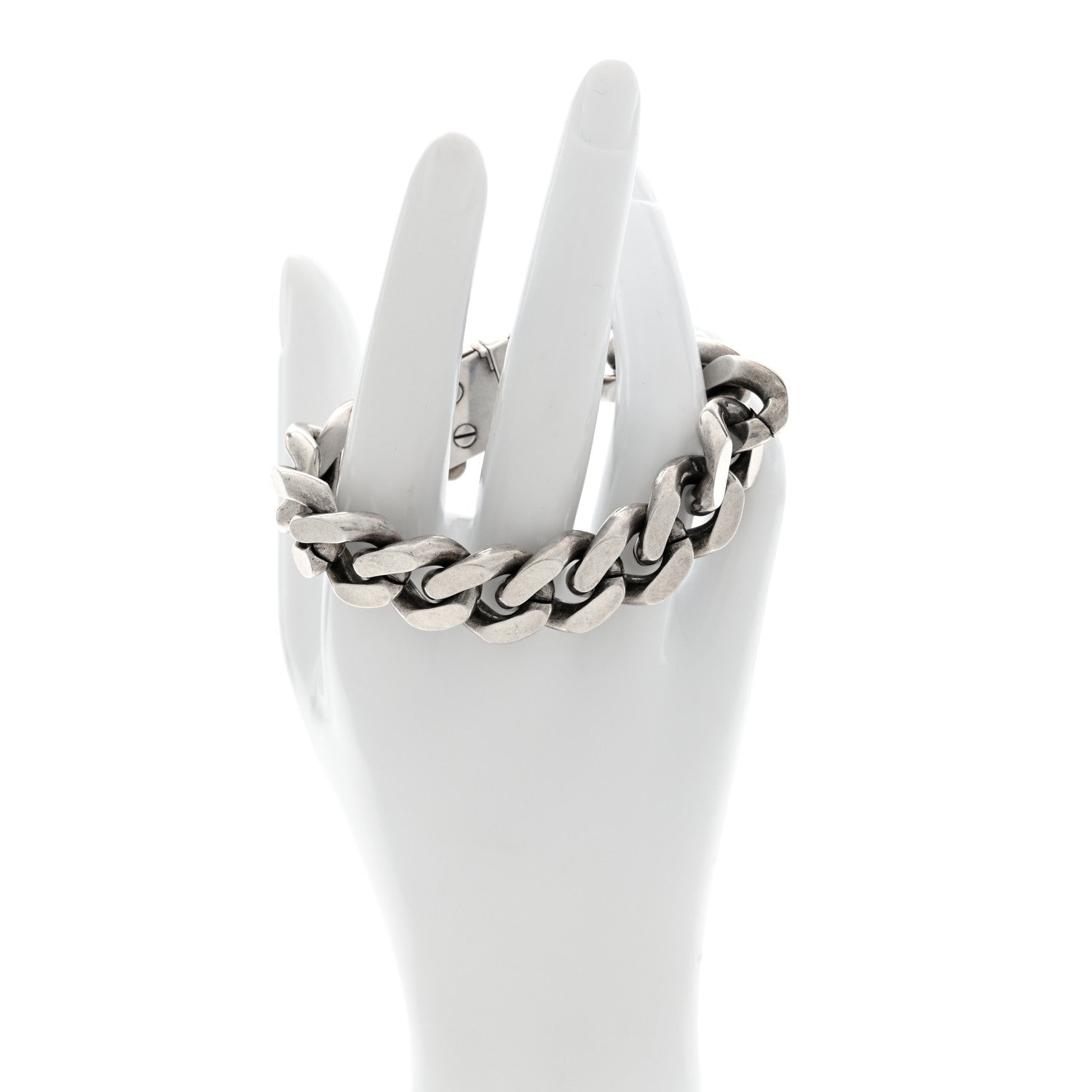 Saint Laurent Metal Curb Chain Bracelet Oxidized Silver 2 of 5