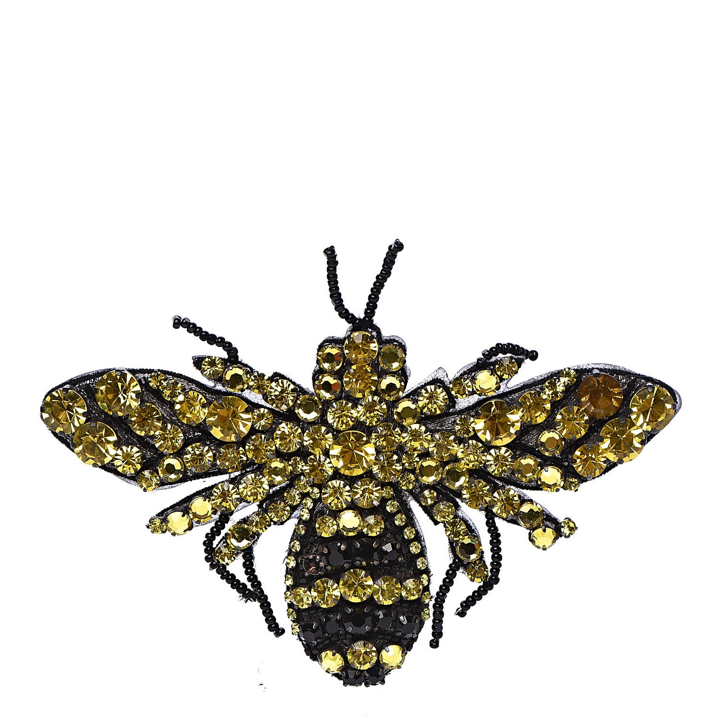 Metal Crystal Bee Brooch Black Yellow