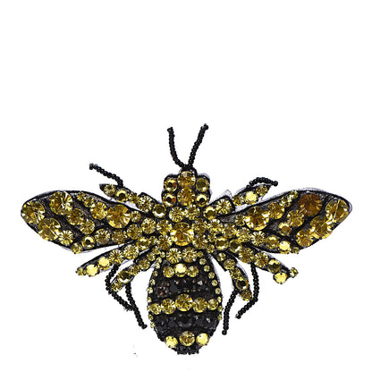 Gucci Metal Crystal Bee Brooch Black Yellow 1 of 6