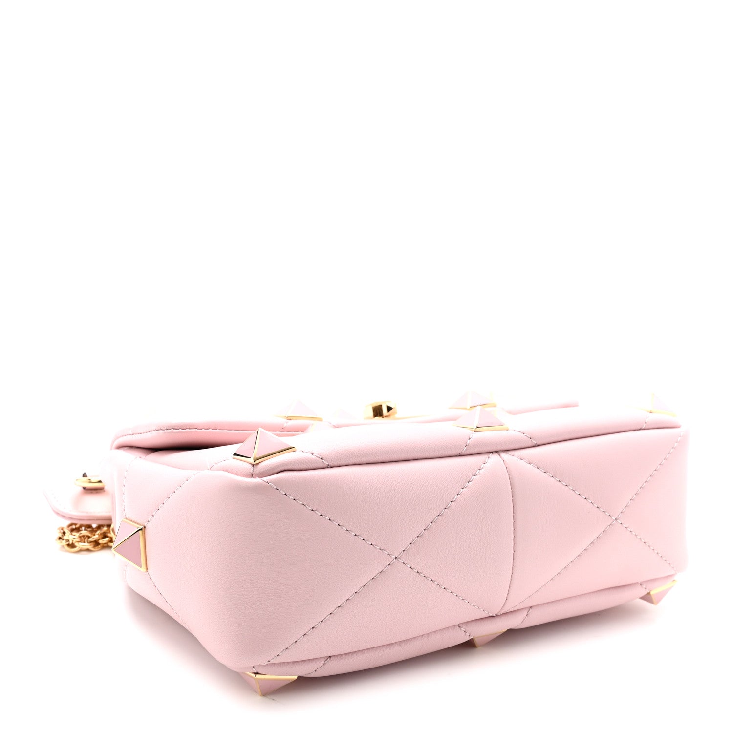 Valentino Garavani Nappa Enamel Medium Roman Stud Shoulder Bag Rose Quartz 4 of 10