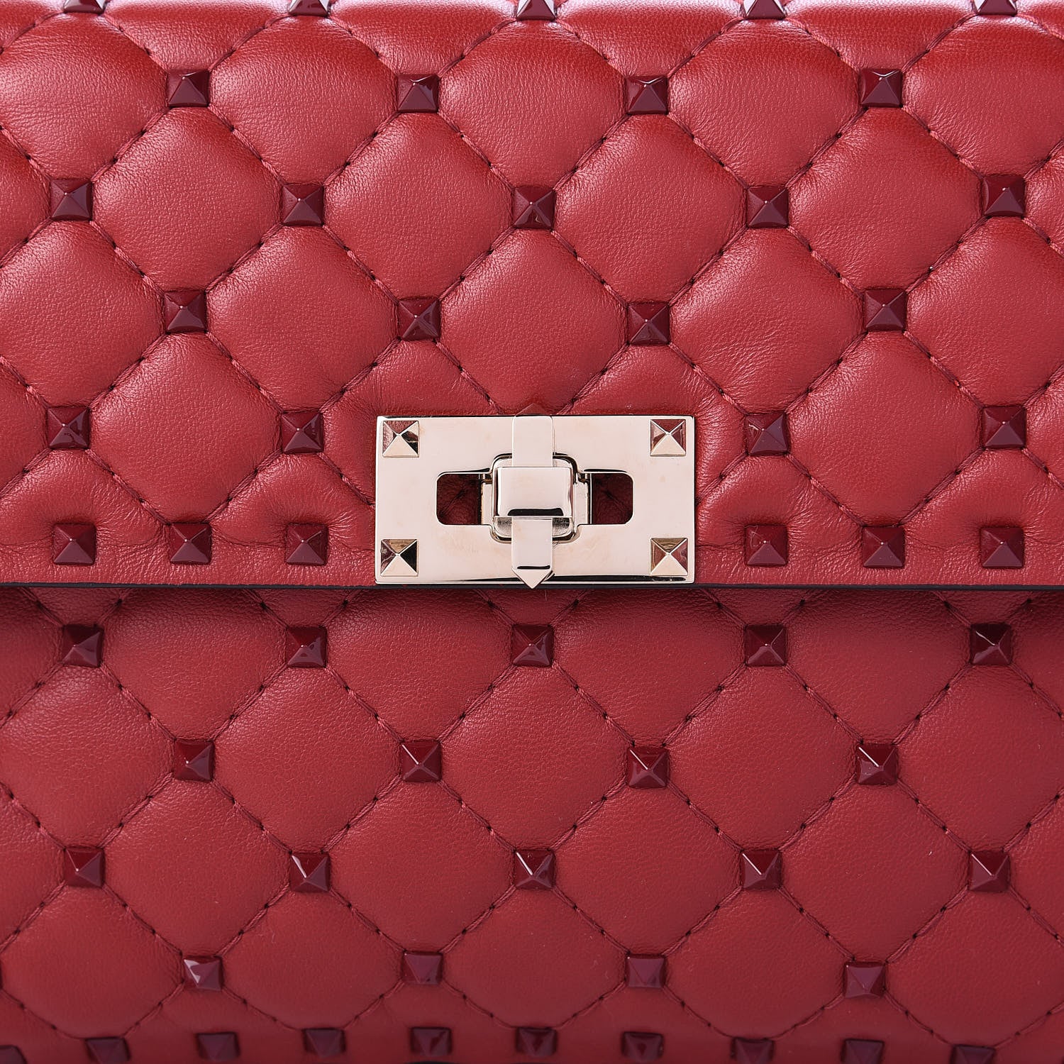 Valentino Garavani Lambskin Monochrome Medium Rockstud Spike Shoulder Bag Red 11 of 12