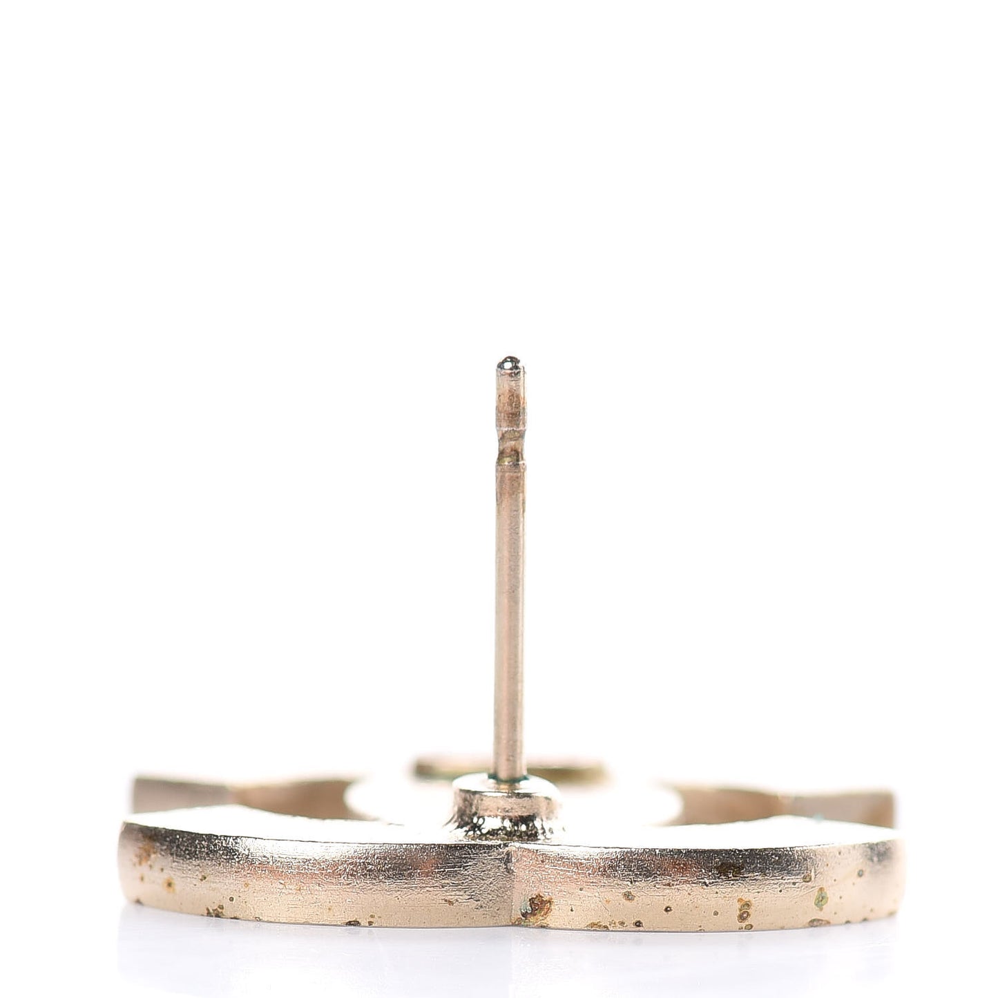 Enamel Striped CC Earrings Pink White Gold