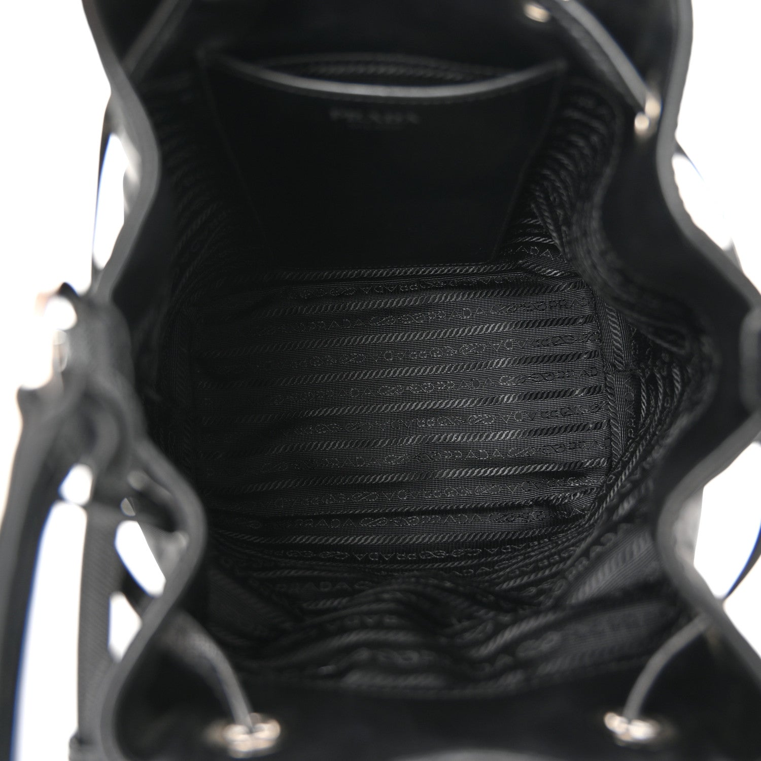 Prada Tessuto Nylon Saffiano Secchiello Bucket Bag Black 5 of 10