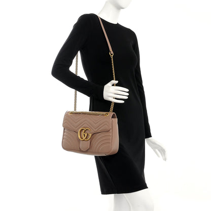 Gucci Calfskin Matelasse Medium GG Marmont Shoulder Bag Porcelain Rose 2 of 7