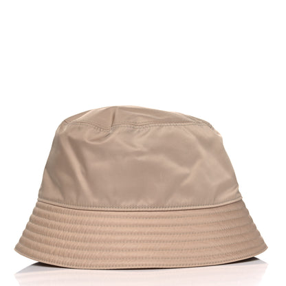 Prada Re-Nylon Metal Triangle Logo Womens Bucket Hat M Sabbia 2 of 3