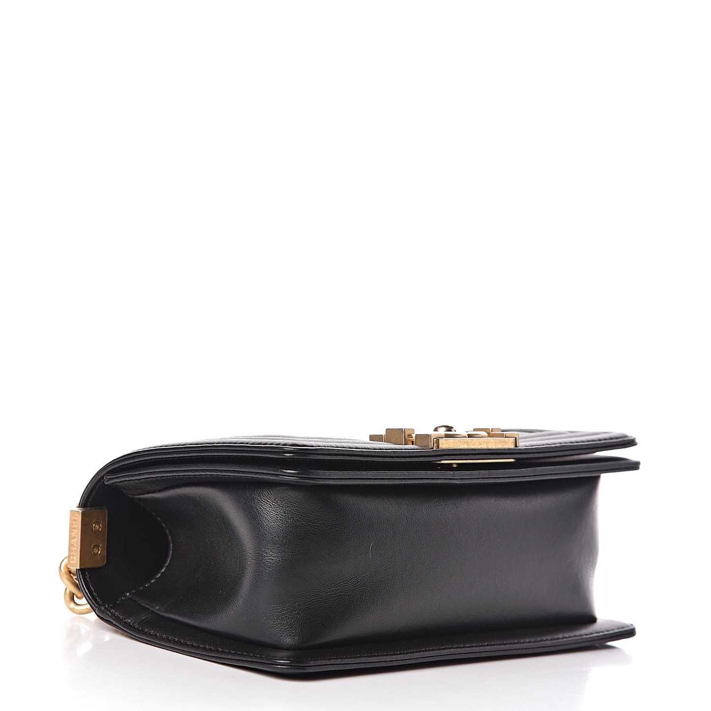 Calfskin Quilted Small Boy Flap Black