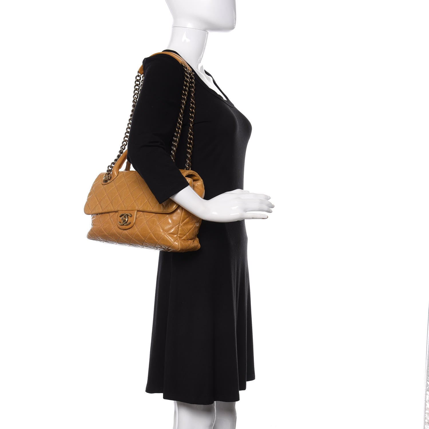 Chanel Glazed Calfskin Castle Rock Medium Flap Yellow 2 of 9