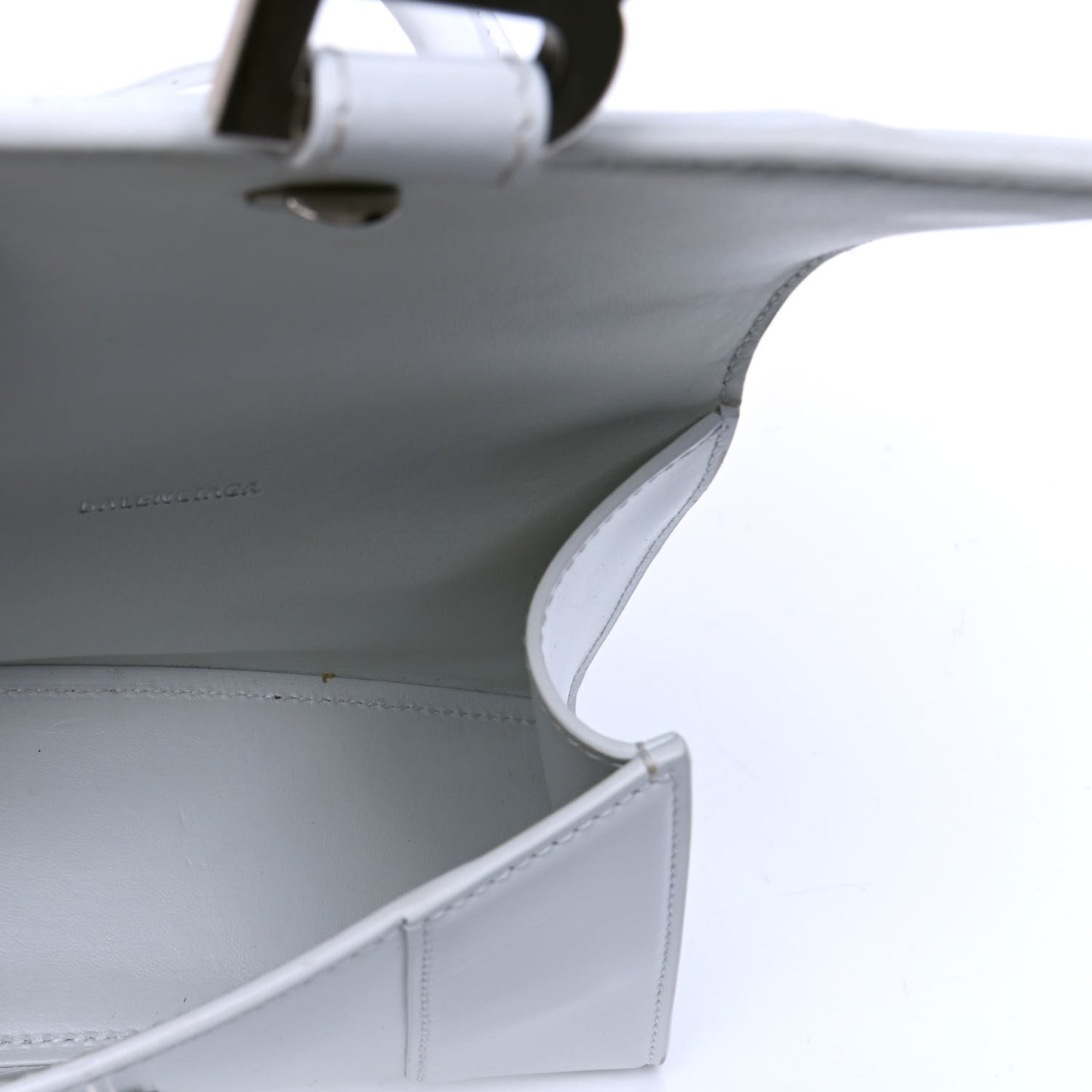 Box Calfskin Graffiti Logo Hourglass Top Handle Bag XS White Light Silver
