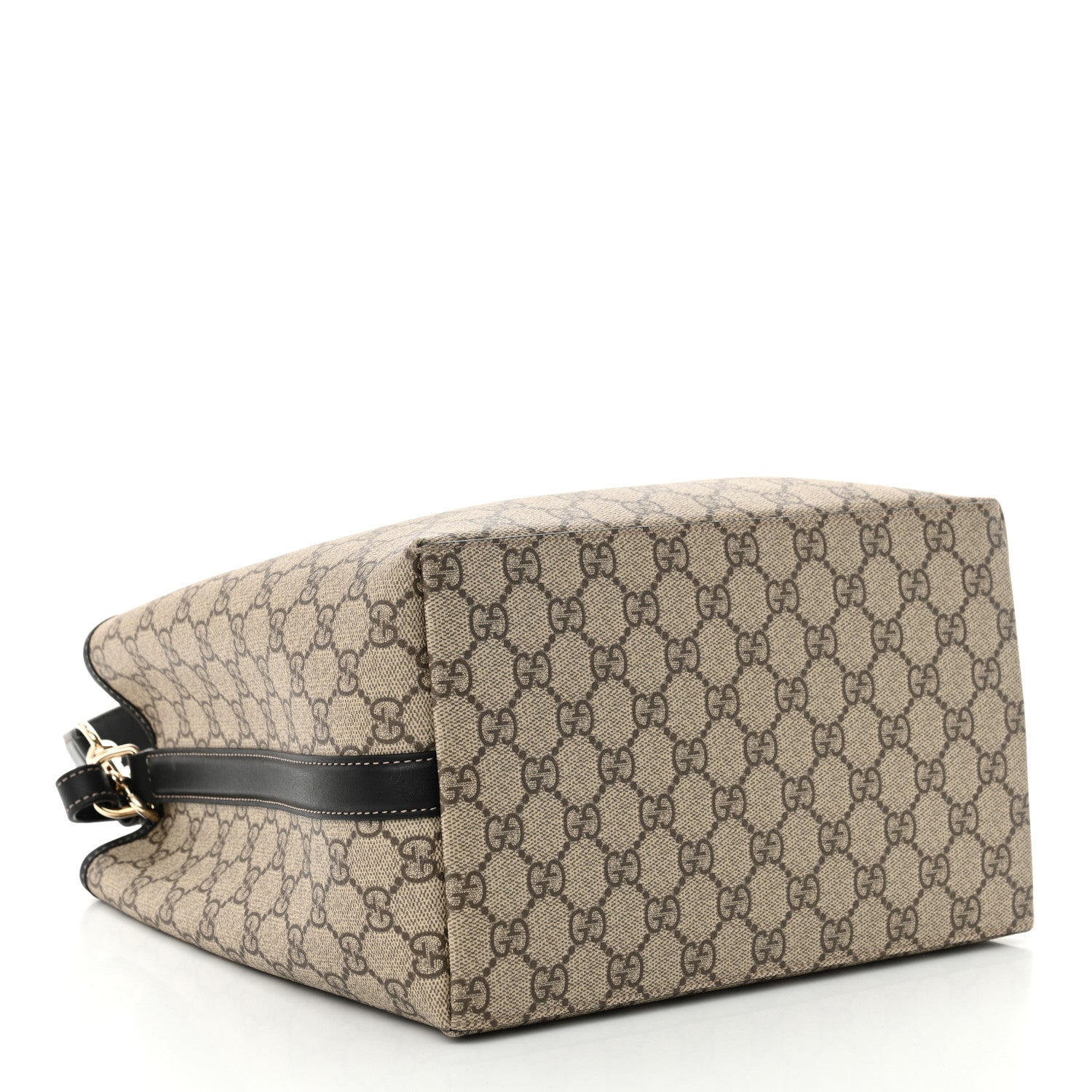 Gucci GG Supreme Monogram Medium Emblem Bucket Bag Beige Dark Brown Black 4 of 12