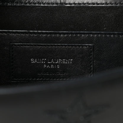 Saint Laurent Calfskin Star Embroidered Crocodile Embossed Small Betty Black 6 of 8