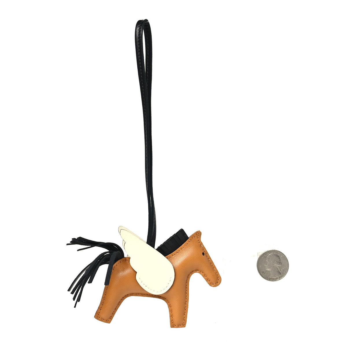 Hermes Milo Lambskin Grigri Rodeo Pegase Horse Bag Charm PM Sesame Black Nata 2 of 5