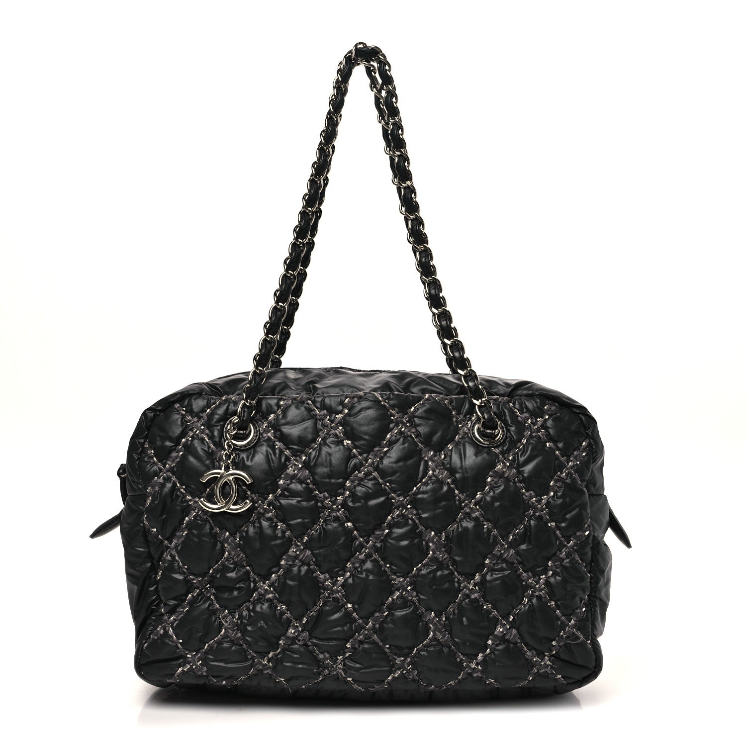 Chanel Nylon Quilted Tweed Stitch Bubble Camera Case Black 1 of 11