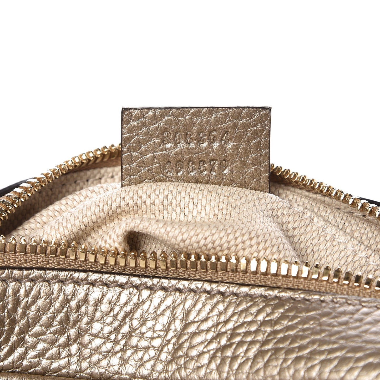 Metallic Pebbled Calfskin Small Soho Disco Bag Golden Beige