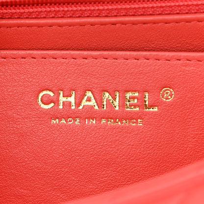 Chanel Lambskin Chevron Quilted Mini Rectangular Flap Red 7 of 11