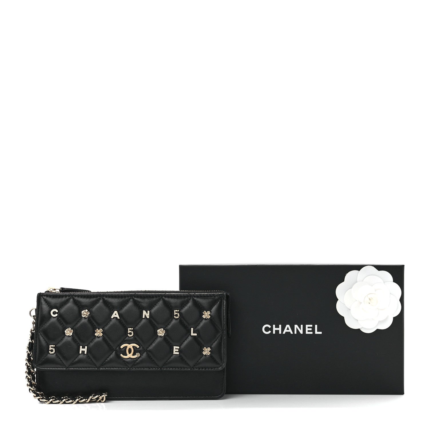 Chanel Lambskin Quilted All About Chanel Charm Wristlet Wallet Black 13 of 13