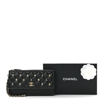 Chanel Lambskin Quilted All About Chanel Charm Wristlet Wallet Black 13 of 13