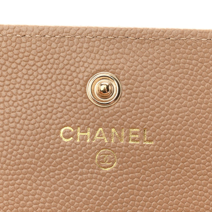 Chanel Caviar Quilted Crystal CC Large Gusset Flap Wallet Beige 6 of 9