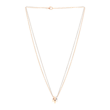 Cartier 18K White Pink Gold Diamond Three Ring LOVE Pendant Necklace 3 of 4